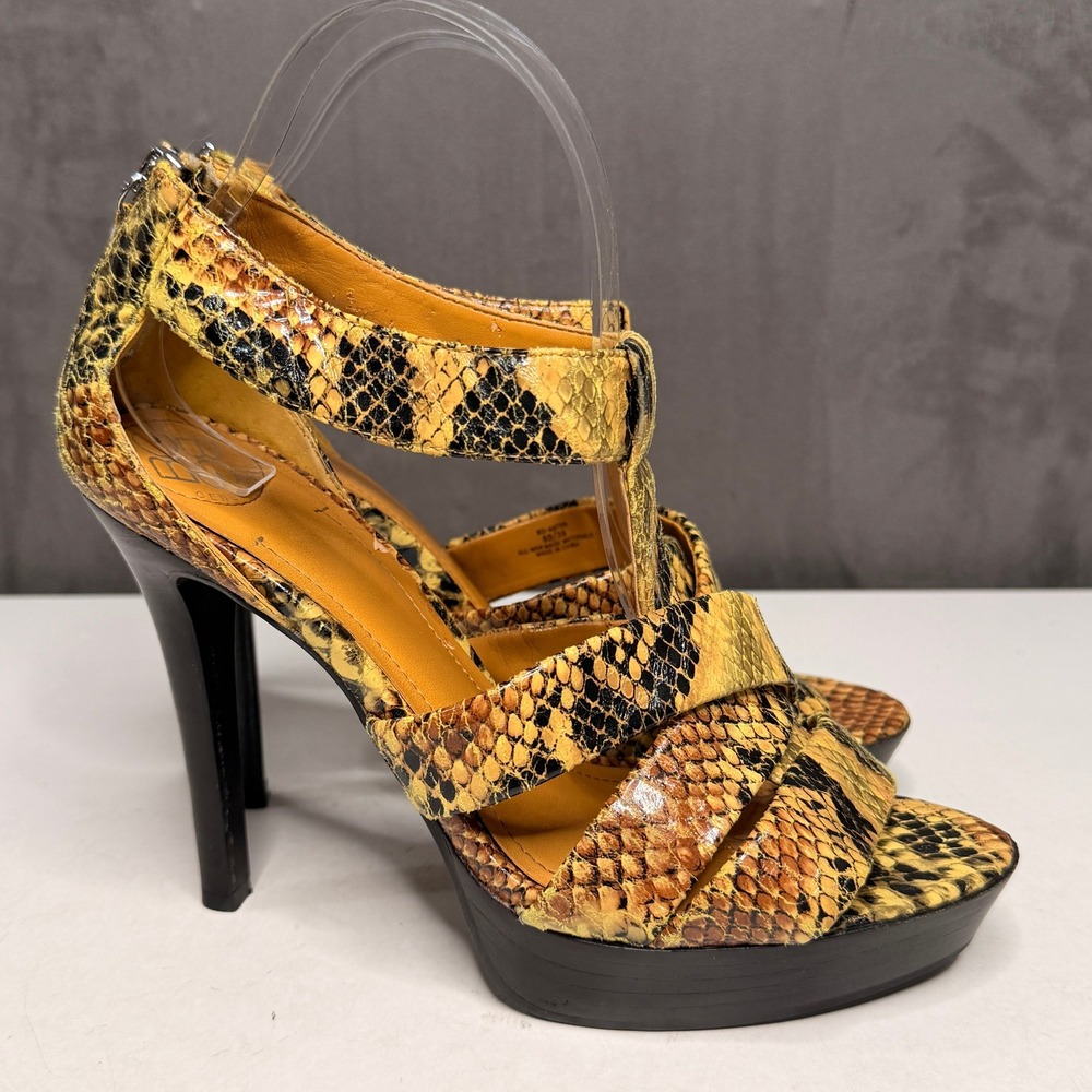 BCBGeneration Y2K Platform Sandals Womens 8B Snakeskin Strappy Stiletto Heel